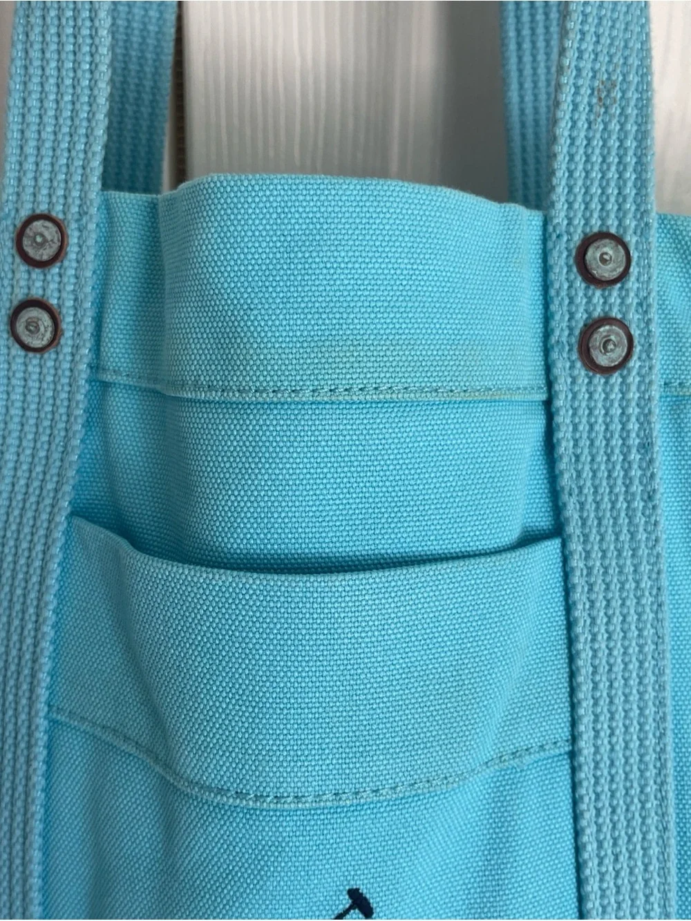 Polo Ralph Lauren  Light Blue Big Pony Zip Cotton Canvas Tote Bag RARE